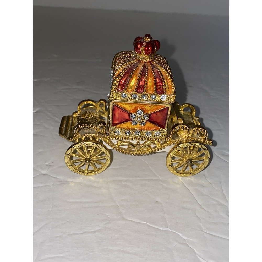 Jeweled Chariot Trinket Jewelry Display Box - Picture 2 of 11